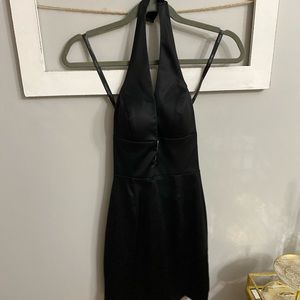 Worn Once Sherri Hill black v neck satin dress